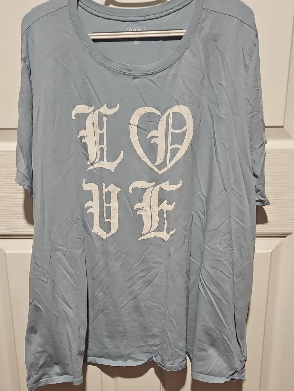 torrid Light Blue Graphic LOVE Short Sleeve Tee